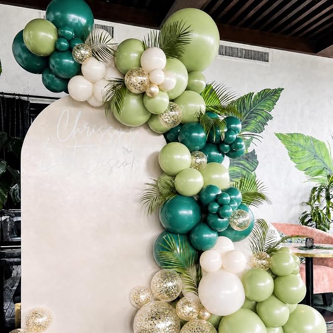 Dark Green and Gold Balloons Arch Kit - Image 6