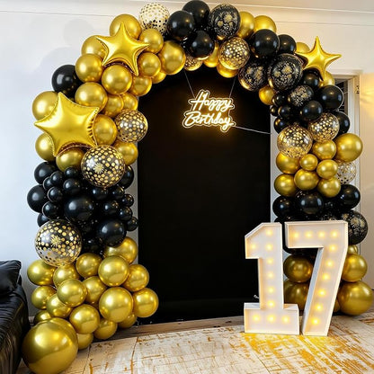 Black and Gold Balloons, Confetti Balloon 4 And 5 point Star Foil Balloon - Image 7