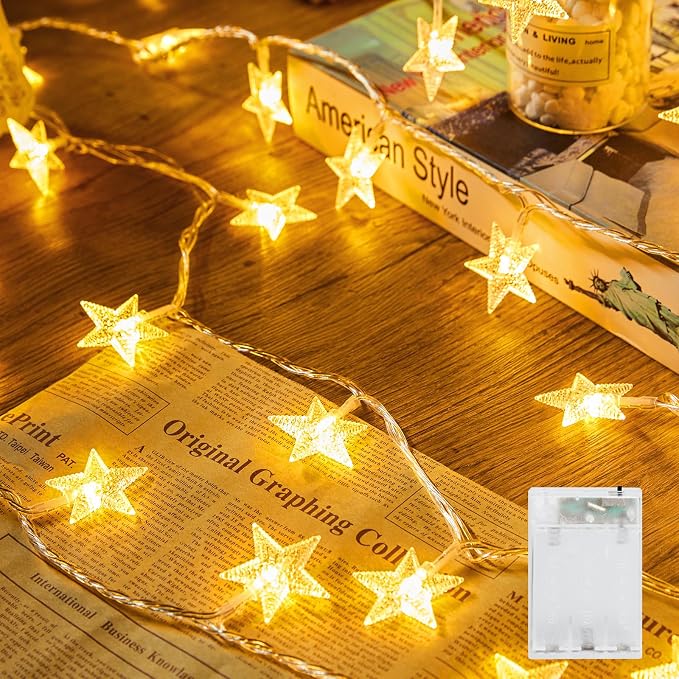 Minetom Star String Lights Battery Operated - 17 ft 50 LED Star Fairy String by Minetom