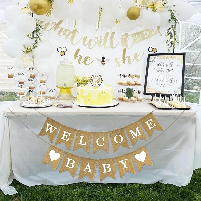 Anwyll Burlap Welcome Baby Banner - Image 8