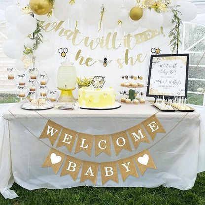 Anwyll Burlap Welcome Baby Banner - Image 8