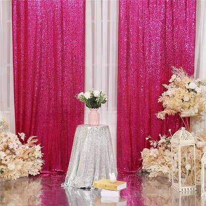 Eternal Beauty Hot Pink Sequin Backdrop Curtains, 2 Panels 2x8FT | 3mm Sparkle - Image 3