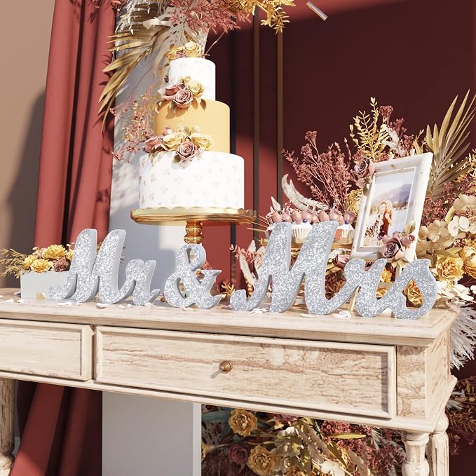 VIOPVERY Wooden Mr & Mrs Wedding Sign - Image 6