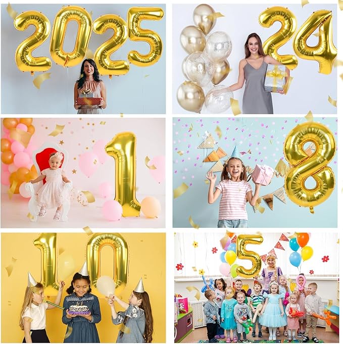 40 inch Gold Number Balloon Giant Foil Helium Balloons Gold Number 0 Balloon - Image 3