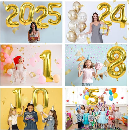 40 inch Gold Number Balloon Giant Foil Helium Balloons Gold Number 0 Balloon - Image 3