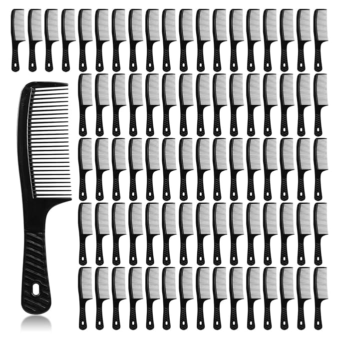 Disposable Combs in Bulk Individually Wrapped Widen Combs Sturdy Hair Combs for Women and Men, Long Handle Fine Combs for Homeless, Hotel,Shelter, Nursing Home,Charity Church Black (8 IN, Count, 50)