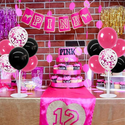 TONIFUL 4 Set Black Hot Pink Balloon Stand Balloon Centerpieces - Image 5