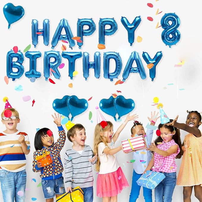 2 Set 20 Pcs Number Balloons 16 Inch Blue 0-9 Number Mylar Foil Balloons Blue - Image 3