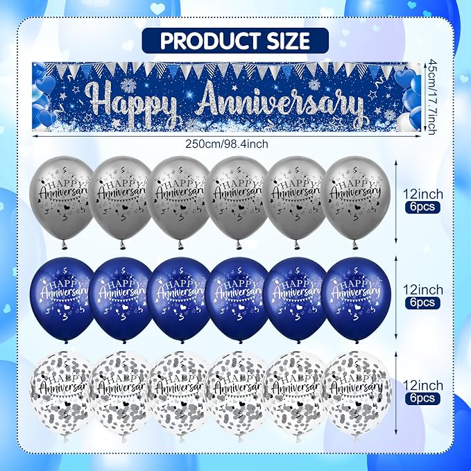 Blue Happy Anniversary Decorations - Image 3