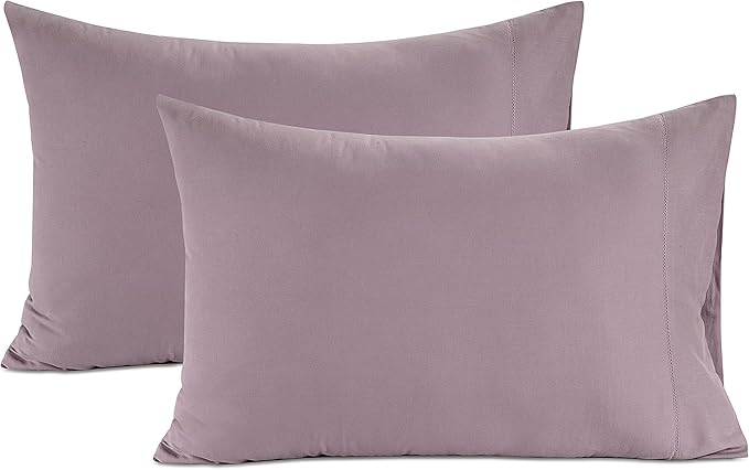 Lane Linen 100% Organic Cotton Pillow Cases Queen Size Set of 2 (20"x26") - Cotton Pillowcases Queen Size - Soft Queen Pillow Cases Set of 2 - Queen Pillowcase Pack of 2 - Lilac