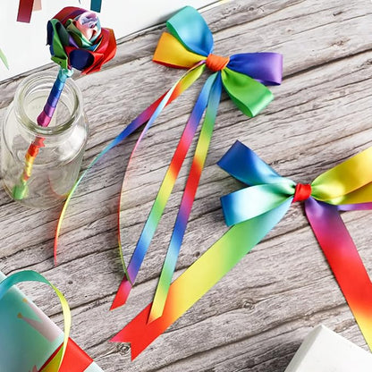 Satin Ribbon 1 inch Rainbow Ribbon Rainbow Satin Ribbons Neon Color Ribbons - Image 7