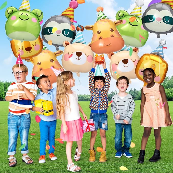 Civaner 10 Pcs Jungle Safari Animal Foil Balloons Animal Birthday Party Decor - Image 2