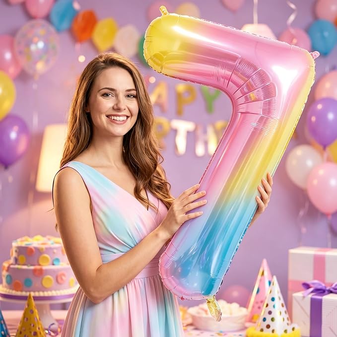 Rainbow Number Balloons Birthday Balloons - Image 6