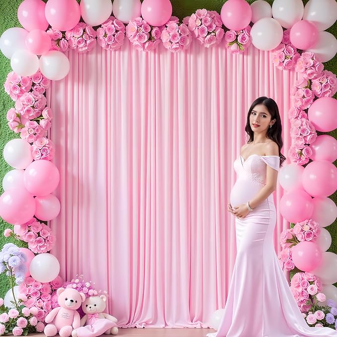 Asee'm Pink Backdrop Curtains Drapes - Image 6