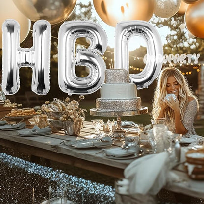 Letter Balloons Silver 40 Inch M Large Big Foil Mylar Balloon | - Image 3
