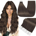 Full Shine Human Hair Tape in Extensions 22 Inch Color 1C Mocha Brown Fashion Double Sided Invisible Tape in Hair Extensions Human Hair 20 Pieces Straight Remy Hair 50 Grams for Party