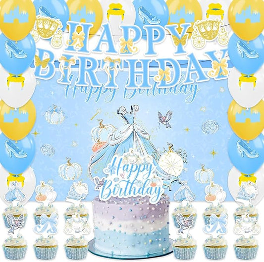 42Pack Cinderellas Party decoration pack include Banner, Honeycomb Centerpieces by Frerand