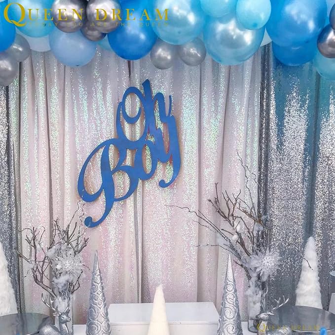 White Iridescent Sequin Backdrop 2 Panels 2FTx8FT Unicorn Backdrop | Glitter - Image 7
