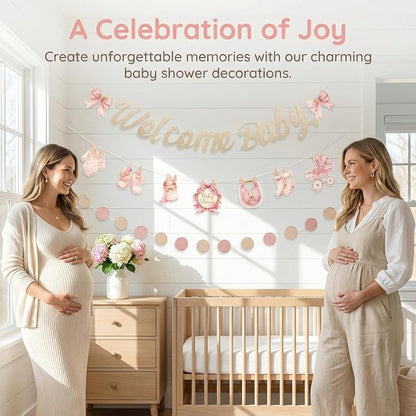 Baby Girl Baby Shower Decorations, Baby in Bloom Garland Decor, Pastel Pink - Image 2