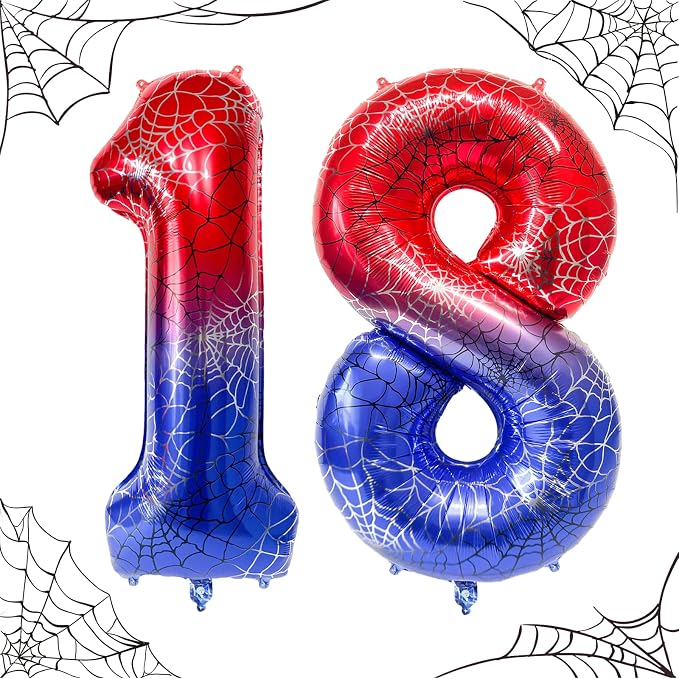 40 Inch Spider Theme Number Foil Balloons, Large Number 18 Balloons by TNCDJKPA