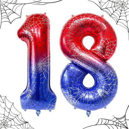 40 Inch Spider Theme Number Foil Balloons, Large Number 18 Balloons by TNCDJKPA