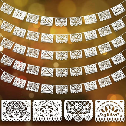 DOMESTAR 5 Packs 75 FT White Papel Picado Mexican Wedding Party Decoration | - Image 7