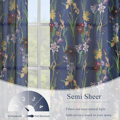 Schweek Floral Curtains 63 Inches Length 2 Panels - Image 3