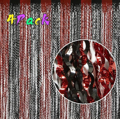 4 Pack Sparkle Red and Black Fringe Curtain - Image 2