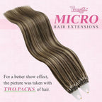 YoungSee Micro Bead Hair Extensions Real Human Hair Brown Highlight Micro Ring Hair Extensions Dark Brown Highlight Blonde Microlink Hair Extension Human Hair Beaded Hair Extension 18In 50s 50g