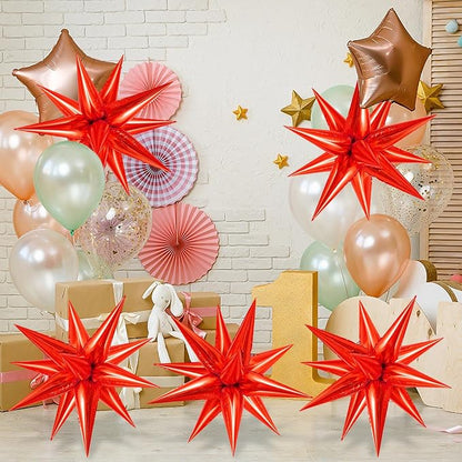 60 Pcs Star Balloons Explosion 12 Point Foil Cone Balloons Magic Balloon Large - Image 3