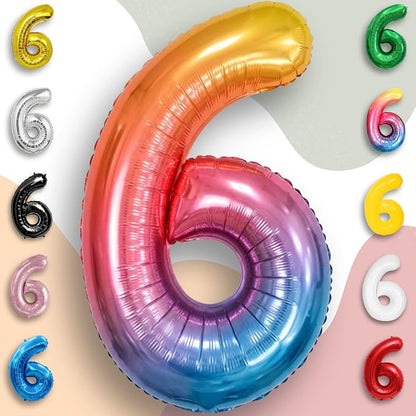 Rainbow Number Balloons 6 Mylar Foil 40 Inch - Image 6
