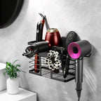 YIGII Hair Dryer Holder, 3 in 1 Hair Tools Organizer Blow Dryer Holder Adjustable Height Cabinet Door/Wall Mounted Bathroom Organizer and Storage for Hair Dryer, Flat Irons, Curing Wands