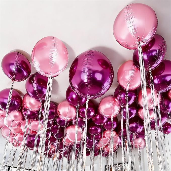 12Pcs Hot Pink and Pink Round Balloons Foil, Big Hot Pink Metallic Balloons - Image 8