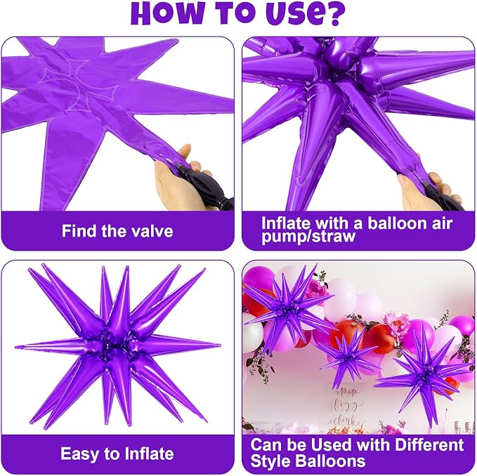 10 Pcs Star Balloons Explosion Balloons Foil Cone Balloon Magic - Image 7