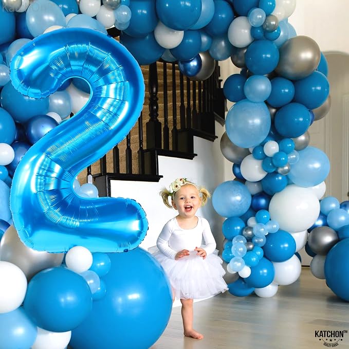 KatchOn, Number 2 Balloon, 40 Inch Blue Foil Number Balloon - Image 5