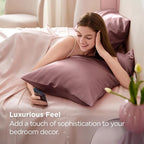 Bedsure Satin Pillowcase for Hair and Skin Queen - Silky Pillowcase 2 Pack with Envelope Closure, Similar to Silk Pillow Cases, Gifts for Women Men, Nostalgia Rose, 20x30 Inches, 2pcs