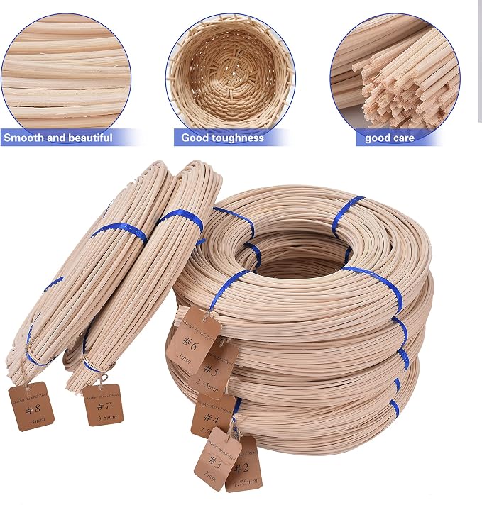 VFULIE Basket Round Reed #3 2mm 1-Pound Coil Basket Weaving Cane - Image 3