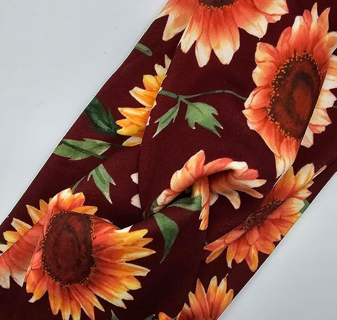 Soft Stretchy Headband, 3-in-1 Versatile Twist Style, One-Piece (Fall Sunflowers, Adult)