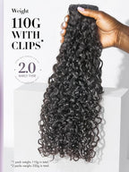 LUVME Invisible Clip in Hair Extensions Messy Curly Real Human Hair, Remy Hair Clip ins for Women, Natural Human Hair, 14 inch 110g 6Pcs, Natural Black