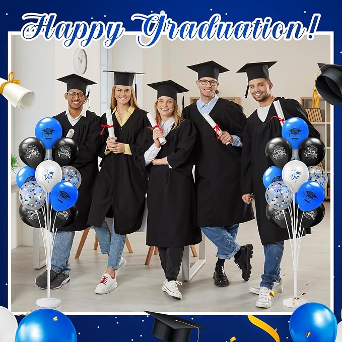 Kasyat 4 Set Blue and Black Graduation Balloons Stand High 53 Inch Class of - Image 5