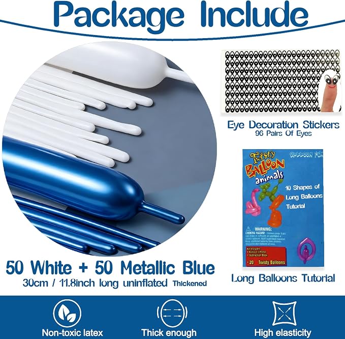 260 Balloons Metallic Blue White - Image 2