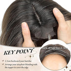 MORICHY Hair Toppers for Women Clip in Hair Topper with Bangs 20inch Mocha Brown with Blonde Highlights Long Wavy Curly Synthetic HairPieces for Women