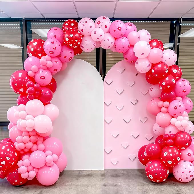 Red Pink Printed Balloons, Light Pink and Red Lip Kiss Cherry Printing Balloons - Image 3