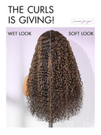 LUVME HAIR 7x6 HD Lace All-Day Comfort Wig PartingMax Lace Wigs Water Wave Curly Lace Front Wigs Human Hair Pre Cut Plucked Lace Frontal Glueless 18 Inches Hlighlight Color