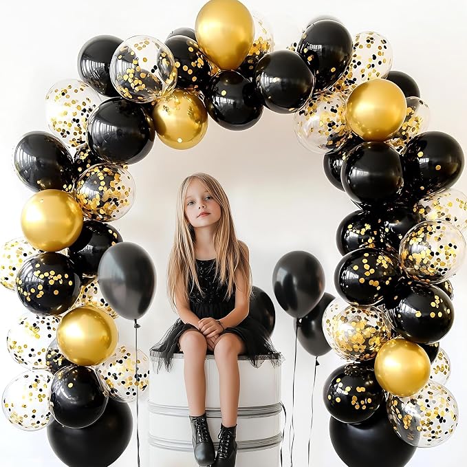 Black and Gold Balloons 55 Pcs 12 Inch Metallic Gold Balloons Black Balloon - Image 4