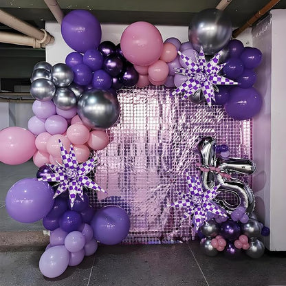 Purple Gingham Balloons Check Balloons Gingham Birthday Party Decorations - Image 3