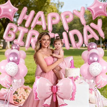29PC Bow Happy Birthday Balloon Banner, 16Inch 3D Aluminum Letter Banner Sign - Image 6