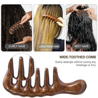 Hair Comb Wooden Wide Tooth Combs for Curly, Natural Golden Sandalwood Thicken Hair Comb for Head Scalp Massager, Detangles Wet or Dry Curly, Thick, Wavy, Anti-static