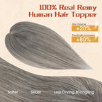 Rich Choices Human Hair Toppers for Women-100% Real Remy Hair Topper No Bang-Upgraded 150% Density 9 * 12CM Lace Base-Clip in Hairs Topper for Thinning Hairs-12Inch #G2 Grey