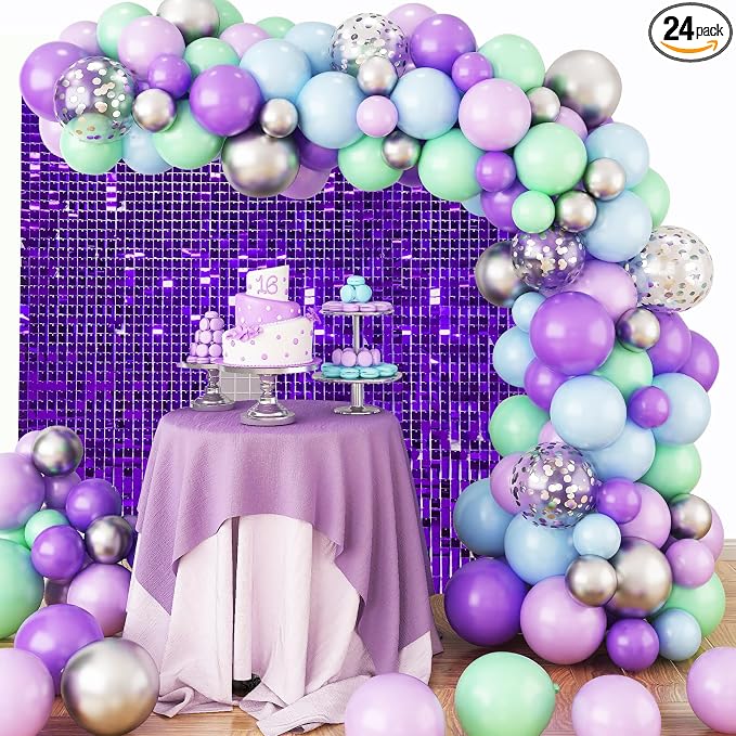 4x6 FT Purple Shimmer Wall Backdrop, Glitter Bling Photo Backdrop by Unknown